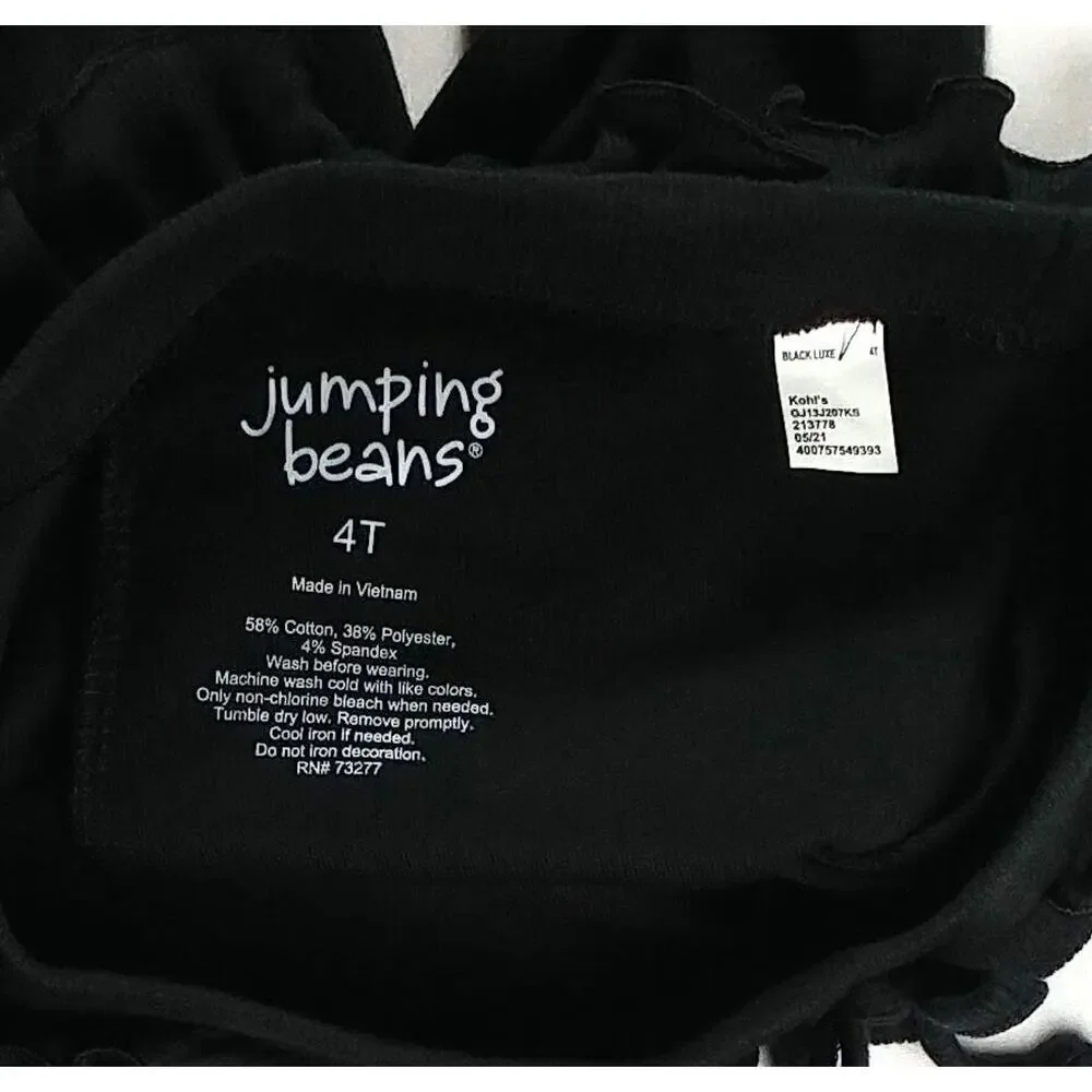 Girls Jumping Beans Leggings Black Ruffled Waist with Bow